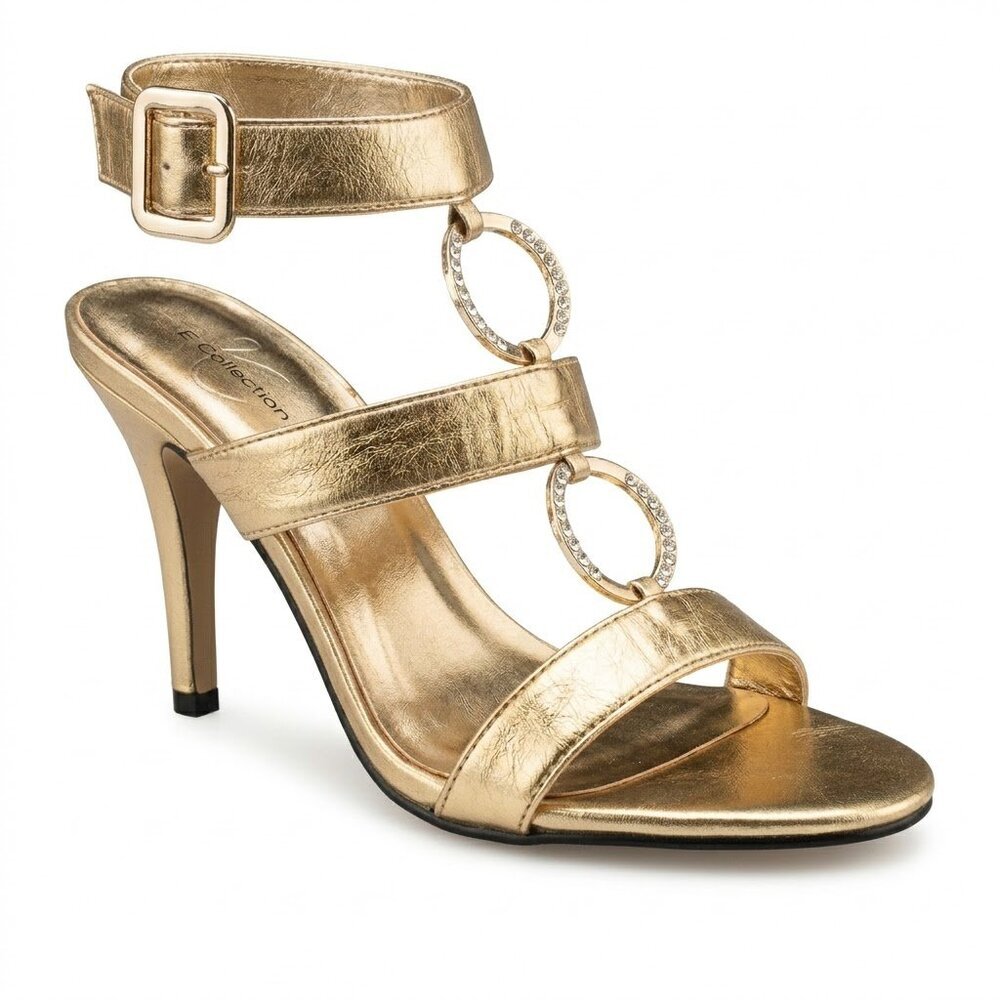Metallic Gold/O Ring Rhinestone Heels